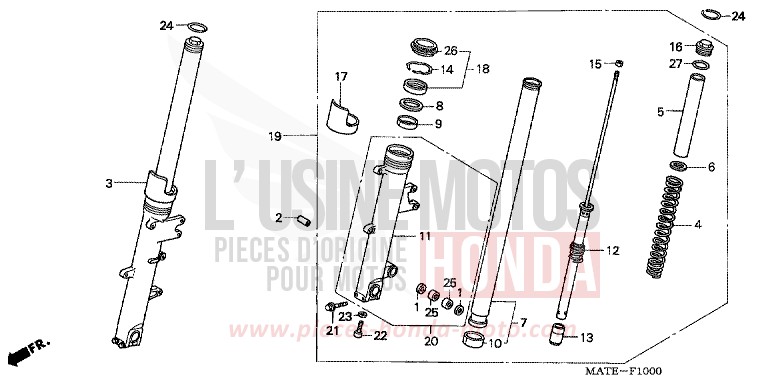 GABEL, VORNE von Super Blackbird ACCURATE SILVER METALLIC (NH146E) von 2005